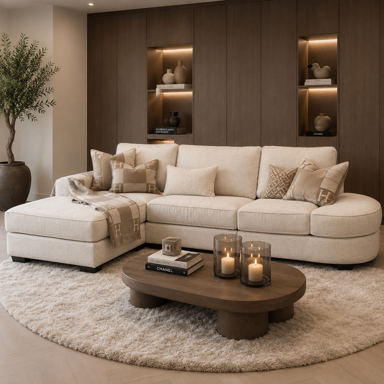 Luxe maatwerk bank Lavie van Dubbelman Design in hoogwaardige meubelstof