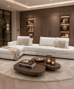 Luxe maatwerk bank Lavie van Dubbelman Design in hoogwaardige meubelstof
