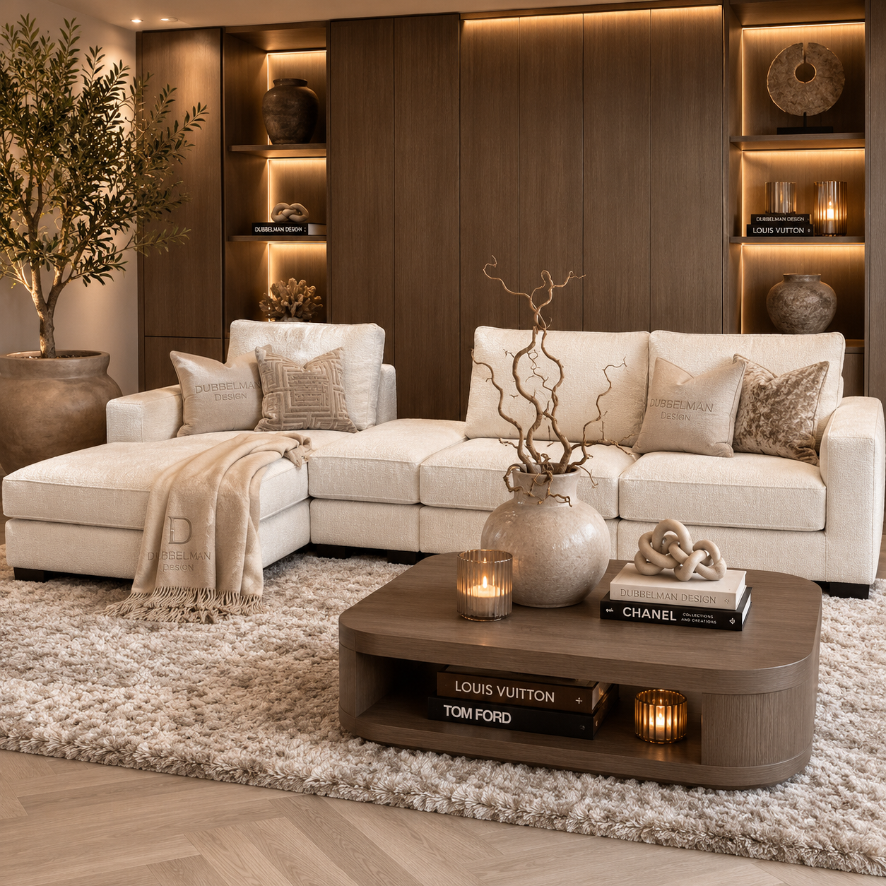 Luxe maatwerk bank Lavie van Dubbelman Design in hoogwaardige meubelstof