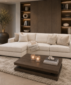 Luxe maatwerk bank Lavie van Dubbelman Design in hoogwaardige meubelstof