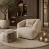 Fauteuil Nivé, prachtige elementenbank op maat met ronde vormen en heerlijk zitcomfort van Dubbelman maatwerk hotel chique Japandi