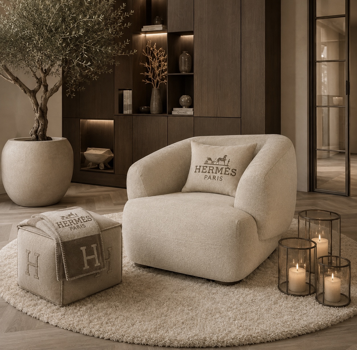 Fauteuil Nivé, prachtige elementenbank op maat met ronde vormen en heerlijk zitcomfort van Dubbelman maatwerk hotel chique Japandi