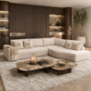 Exclusieve maatwerk bank Carón met geïntegreerde tafel, Dubbelman Design
