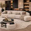 Bank Nivé, prachtige elementenbank op maat met ronde vormen en heerlijk zitcomfort van Dubbelman Design maatwerk hotel chique Japandi