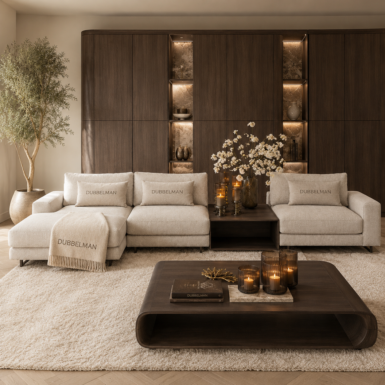 Bank Romée luxe maatwerk elementenbank in beige hotel chique interieur