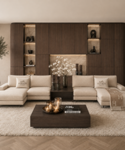 Bank Romée luxe maatwerk elementenbank in beige hotel chique interieur