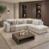 Exclusieve hoekbank Dubai van Dubbelman Design in een luxe meubelstof.