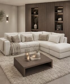 Exclusieve hoekbank Dubai van Dubbelman Design in een luxe meubelstof.