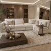 Exclusieve hoekbank Dubai van Dubbelman Design in een luxe meubelstof.