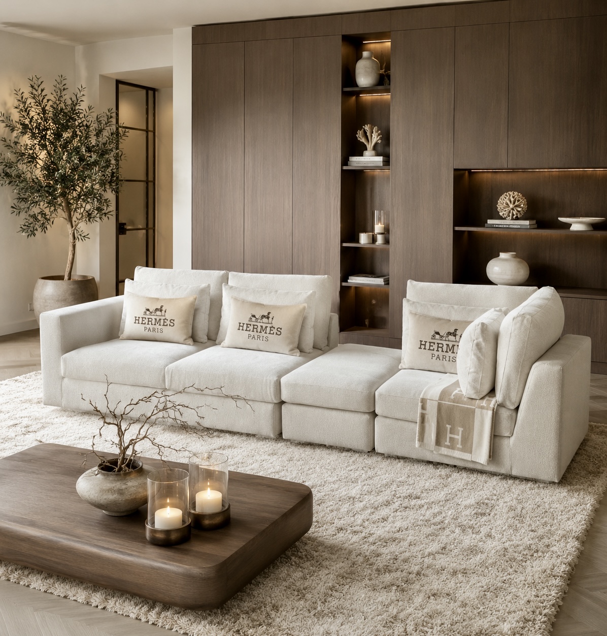 Exclusieve hoekbank Dubai van Dubbelman Design in een luxe meubelstof.