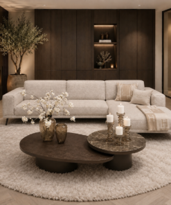 Moderne designbank Senna met vaste kussens en slanke pootje van Dubbelman Design