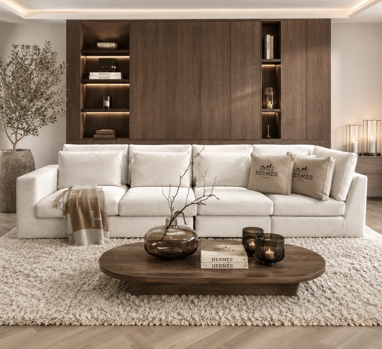 Exclusieve hoekbank Dubai van Dubbelman Design in een luxe meubelstof.