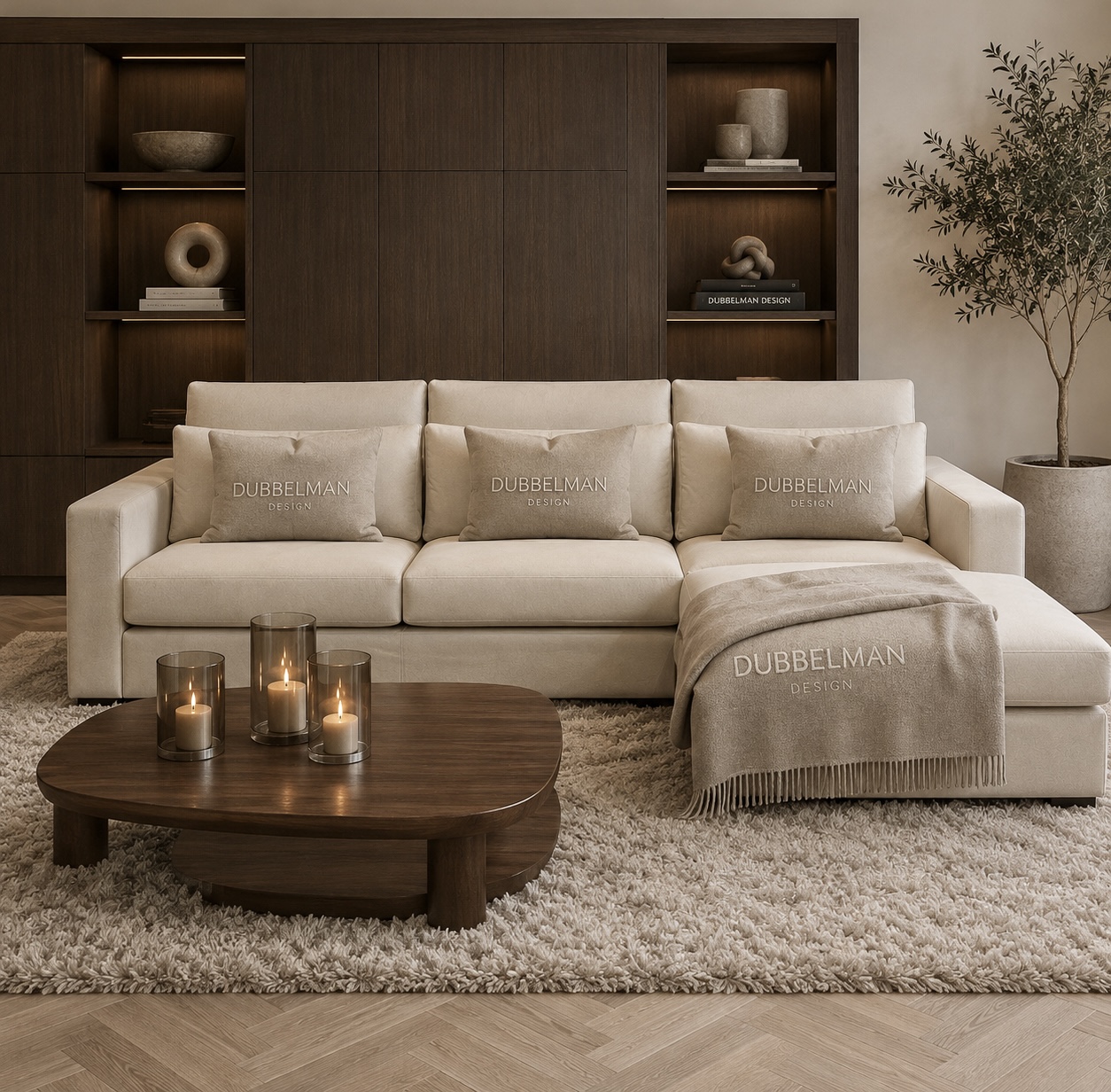 Comfortabele bank Boston van Dubbelman Design met luxe lendenkussens en hoogwaardige meubelstof.