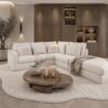 Exclusieve hoekbank Dubai van Dubbelman Design in een luxe meubelstof.