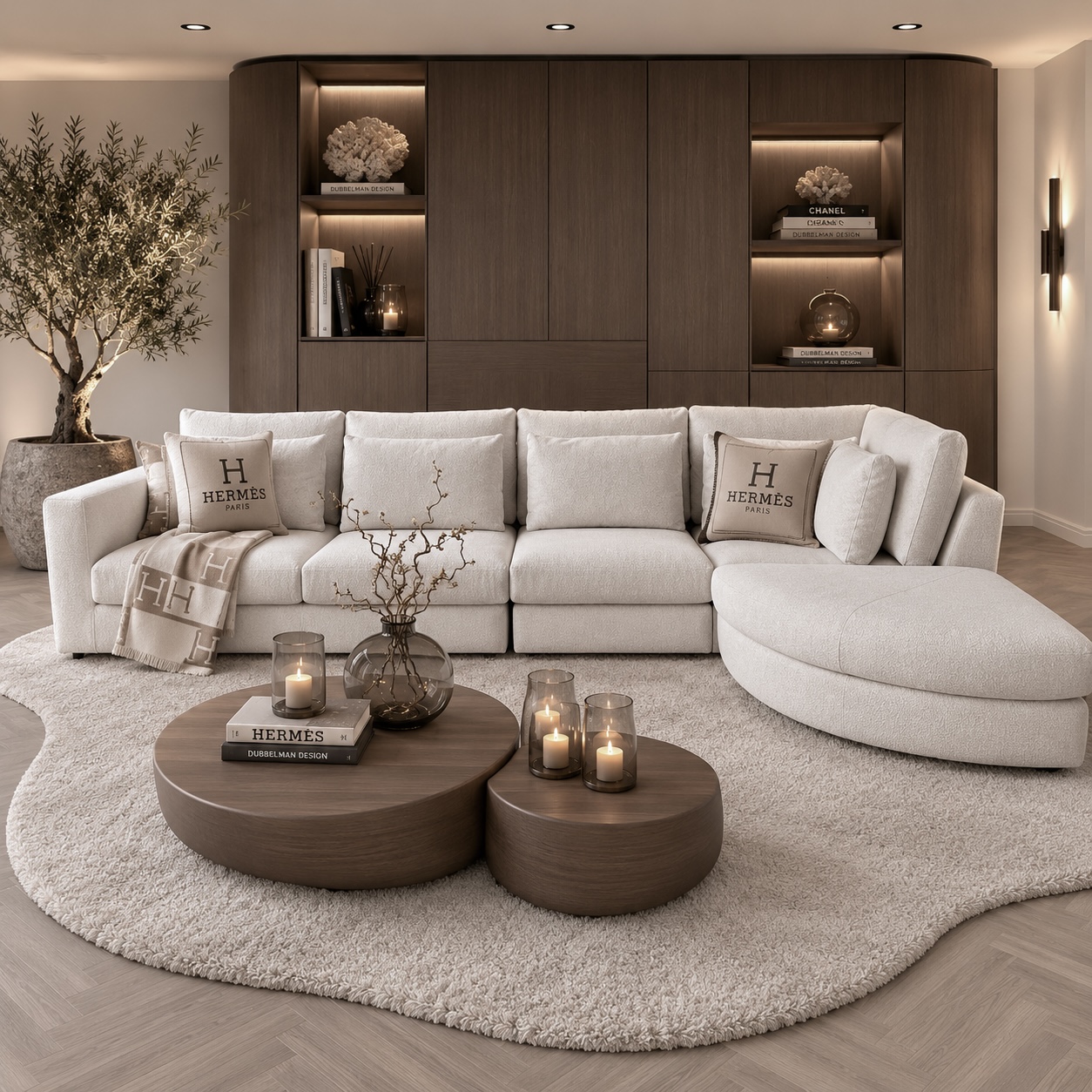 Exclusieve hoekbank Dubai van Dubbelman Design in een luxe meubelstof.