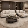 Moderne designbank Senna met vaste kussens en slanke pootje van Dubbelman Design