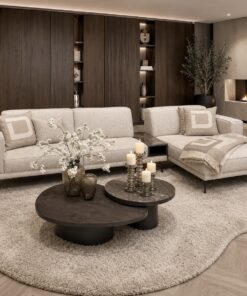 Moderne designbank Senna met vaste kussens en slanke pootje van Dubbelman Design