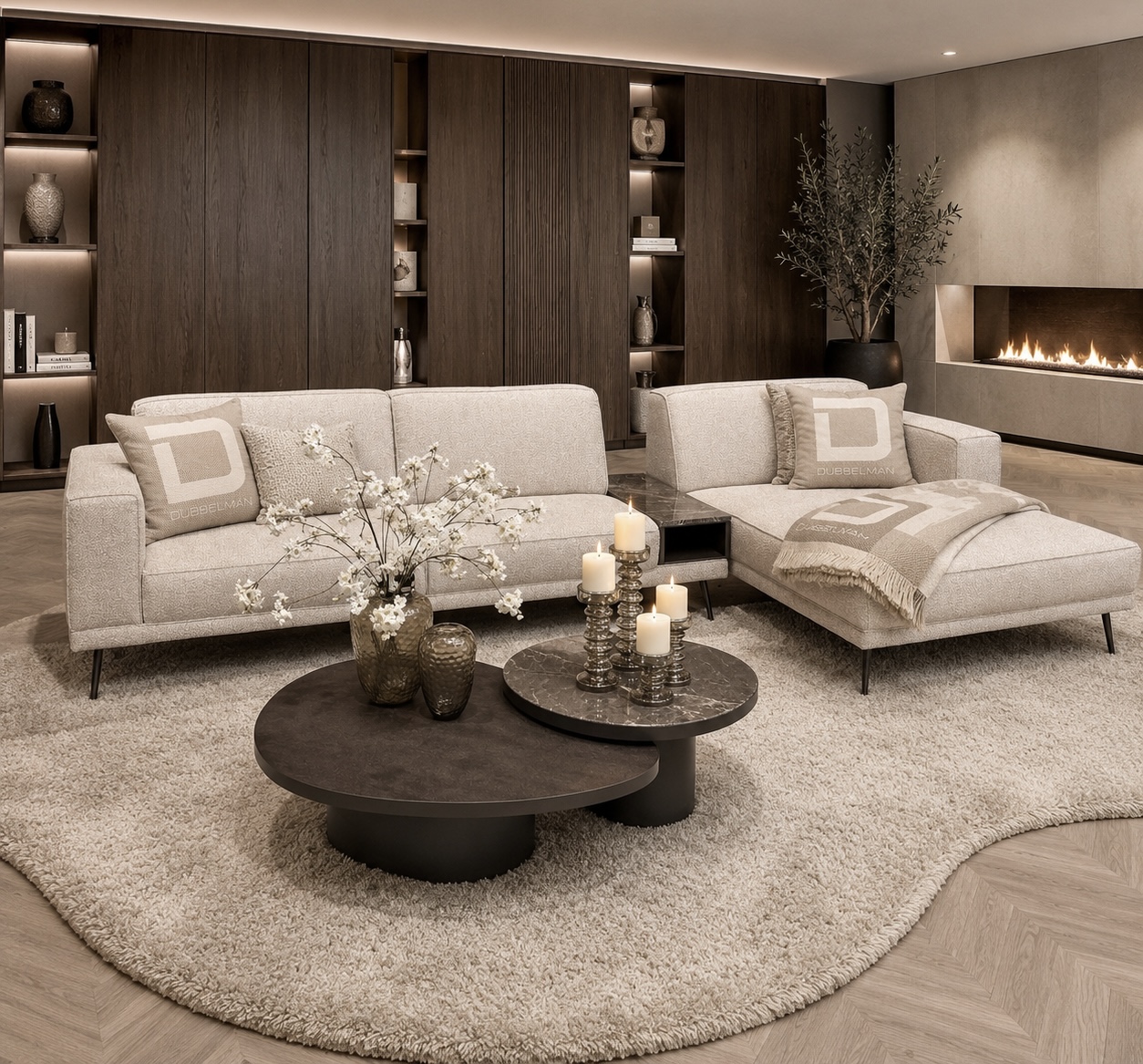 Moderne designbank Senna met vaste kussens en slanke pootje van Dubbelman Design