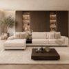 Bank Romée luxe maatwerk elementenbank met banktafel in beige hotel chique interieur
