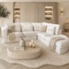 Exclusieve hoekbank Dubai van Dubbelman Design in een luxe meubelstof.