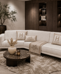 Moderne designbank Senna met vaste kussens en slanke pootje van Dubbelman Design