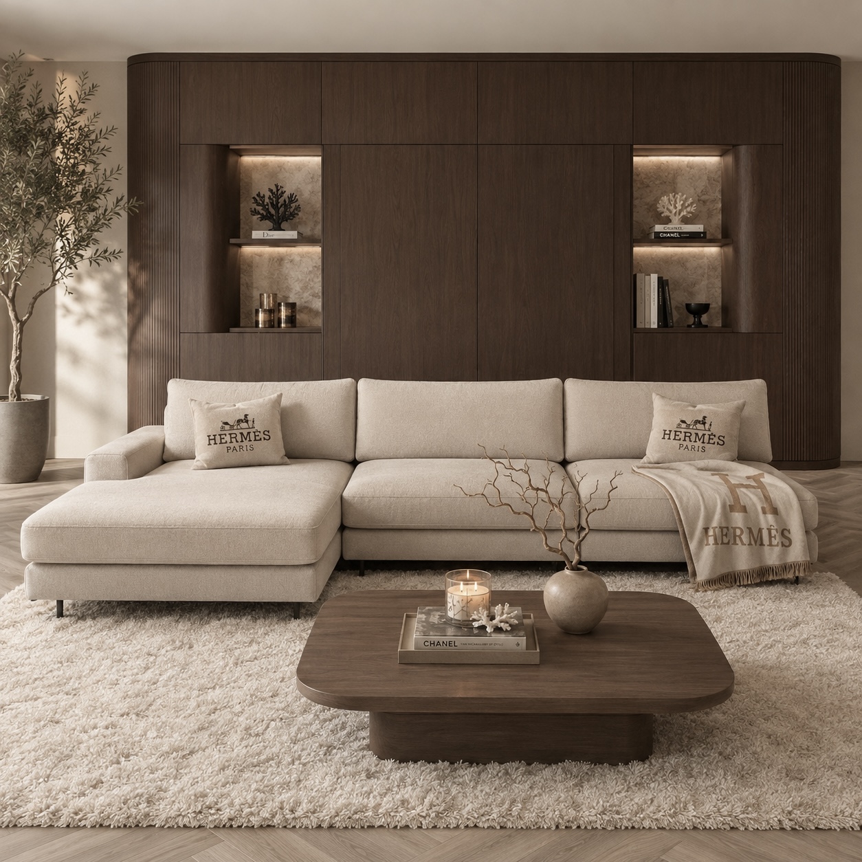 Bank Romée luxe maatwerk elementenbank in beige hotel chique interieur