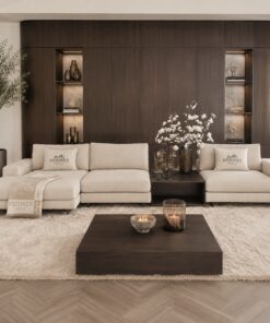 Bank Romée luxe maatwerk elementenbank in beige hotel chique interieur