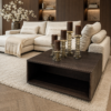 Luxe houten corner table op maat in donkerbruin hout