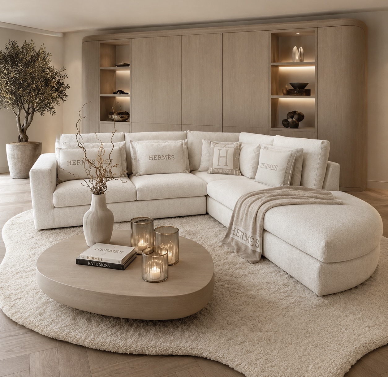 Exclusieve hoekbank Dubai van Dubbelman Design in een luxe meubelstof.