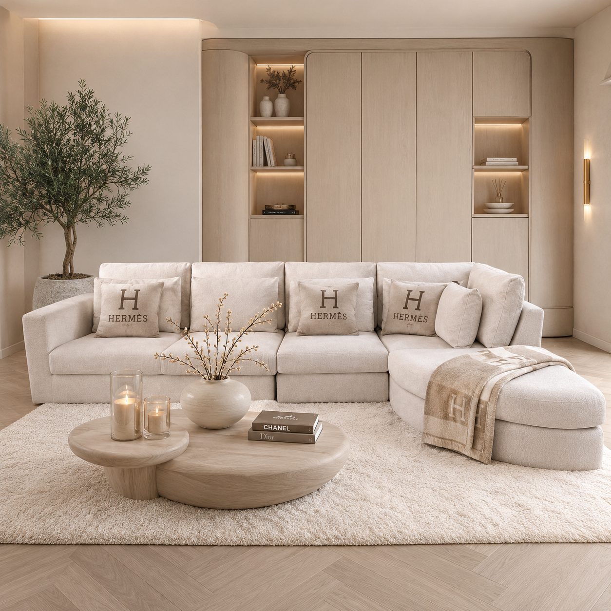 Exclusieve hoekbank Dubai van Dubbelman Design in een luxe meubelstof.