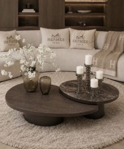 Maatwerk salontafel Lemont in donkerbruin hout, Dubbelman Design