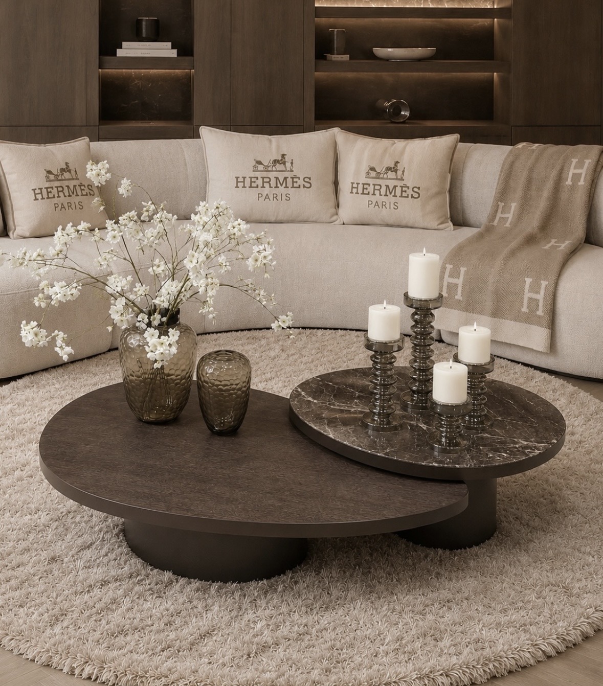 Maatwerk salontafel Lemont in donkerbruin hout, Dubbelman Design