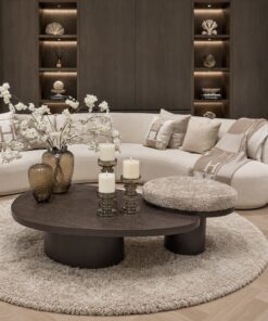 Maatwerk salontafel Lemont in donkerbruin hout, Dubbelman Design hotel chique interieur