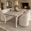 Eettafel hout met witte queen Ann poten landelijke stijl
