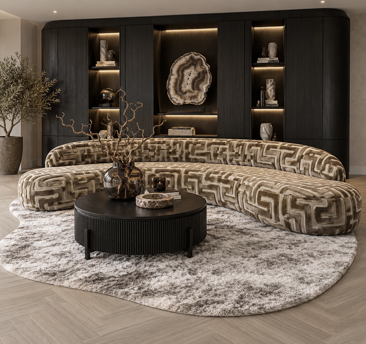Organisch vloerkleed Dundee beige 250x350 cm hotel chique