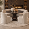 Ronde eettafel Bomba in donkerbruin mango hout, Japandi