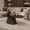 Mango houten ovale salontafel Kensi donkerbruin Japandi