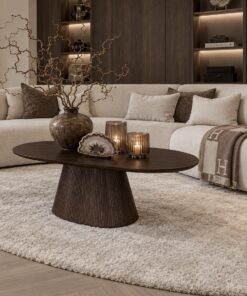 Mango houten ovale salontafel Kensi donkerbruin Japandi