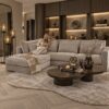 Luxe beige hoekbank uit voorraad leverbaar in hotel chique woonkamer Dubbelman Design