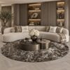 Rond vloerkleed Marron bruin 300 cm hotel chique