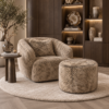 Ronde poef 50 cm hotel chique in luxe stof