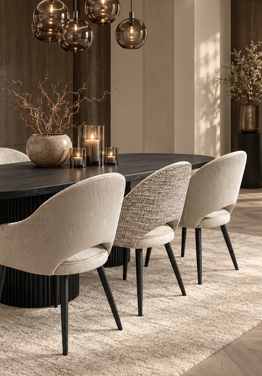 set van 6 eetkamerstoelen hotel chique Dubbelman Design