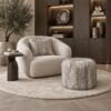 Ronde poef 50 cm hotel chique in luxe stof