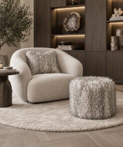 Ronde poef 50 cm hotel chique in luxe stof