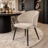 set van 6 eetkamerstoelen Denia velvet beige