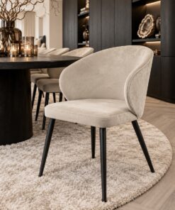 set van 6 eetkamerstoelen Denia velvet beige