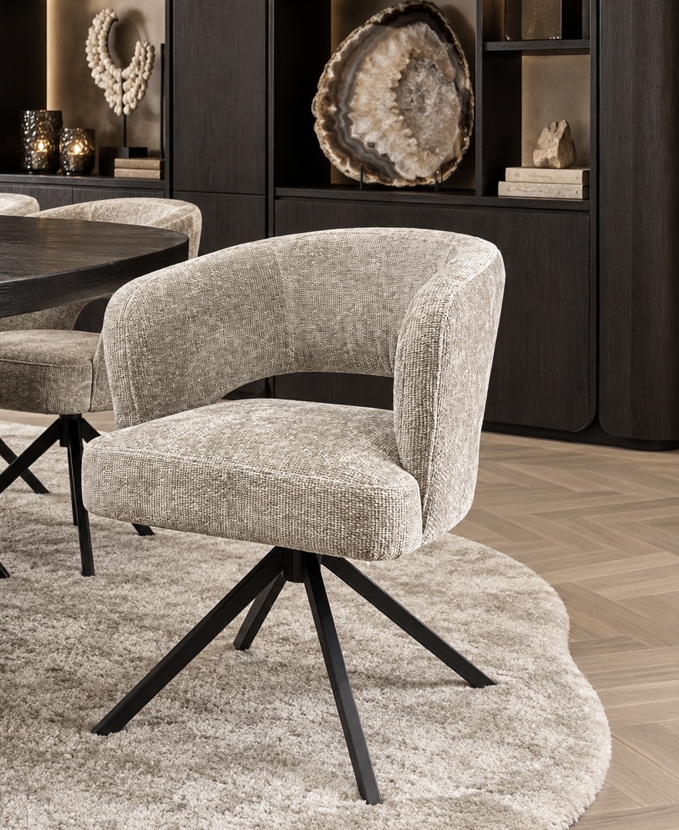 Draaibare eetkamerstoel Dubbelman Design Hotel chique