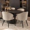 set van 6 eetkamerstoelen Denia velvet beige