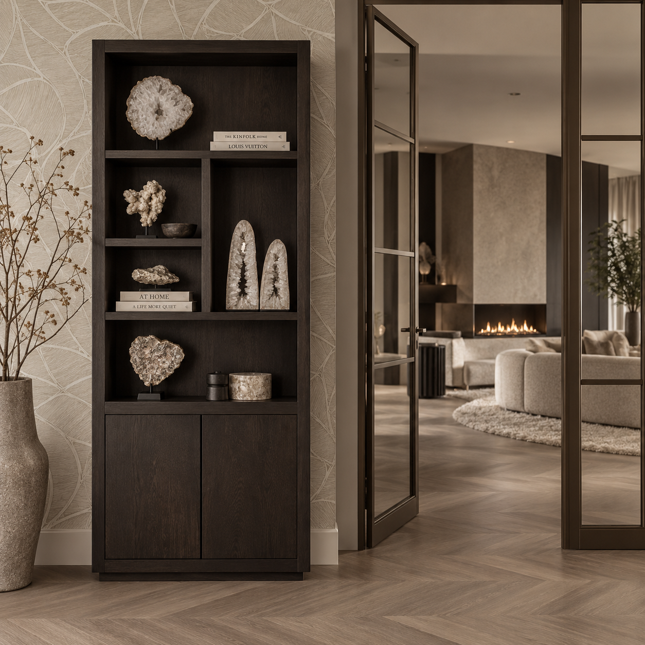 Vakkenkast donkerbruin 90 cm Dubbelman Design