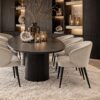 set van 6 eetkamerstoelen Denia velvet beige